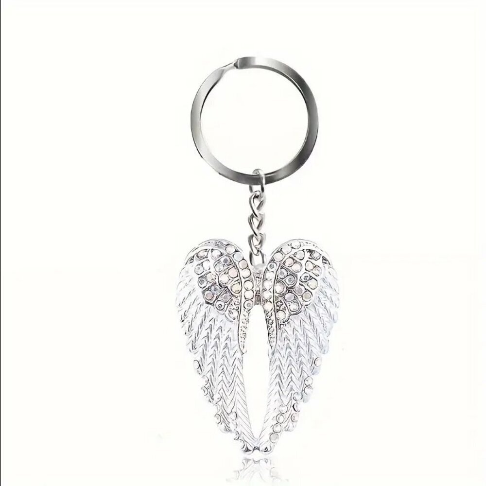 White angel wings keychain and bag charm